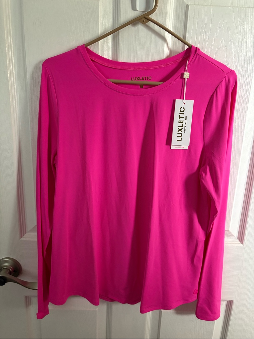 Lilly Pulitzer Long Sleeve Crew Neck Top - Bright Pink - Picture 2 of 4